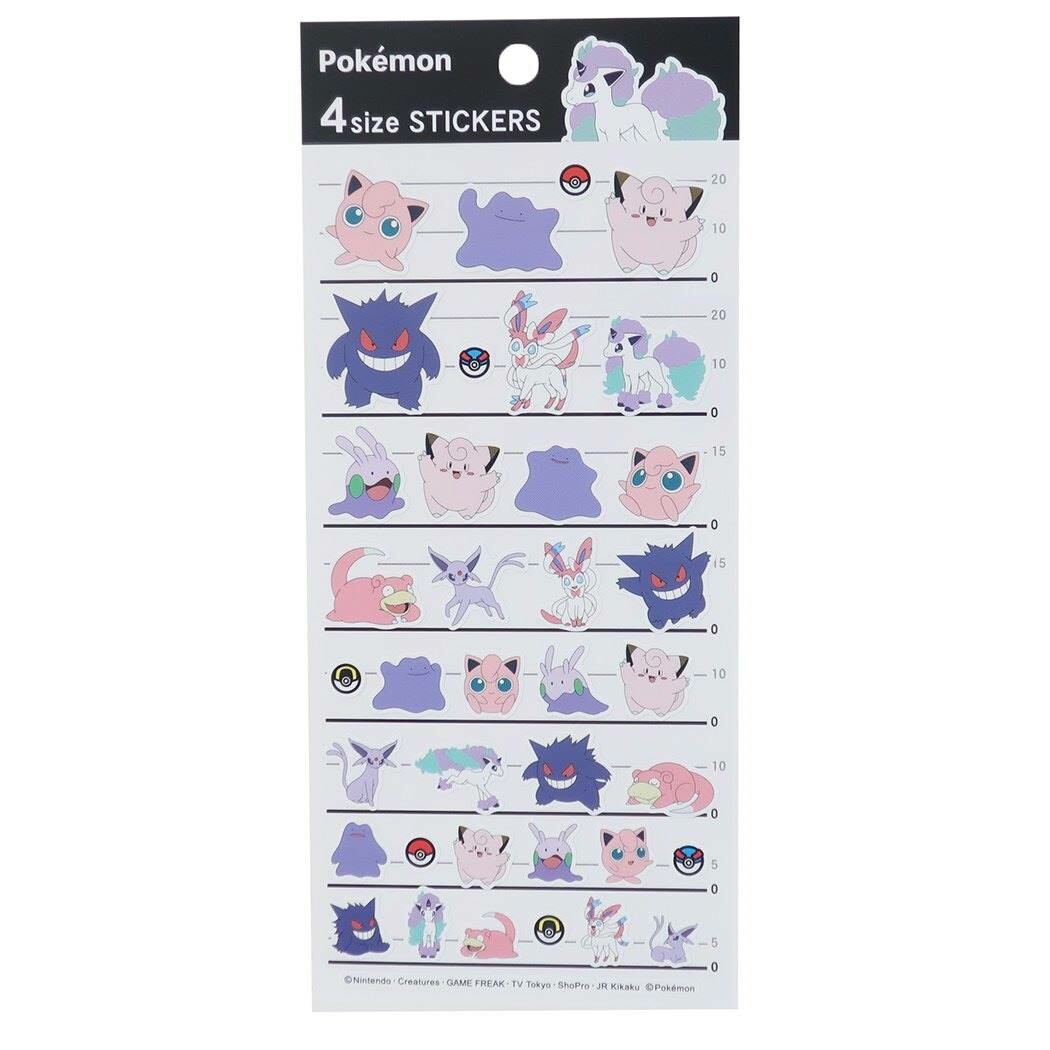 Pokemon 4 Size Stickers Pink Purple