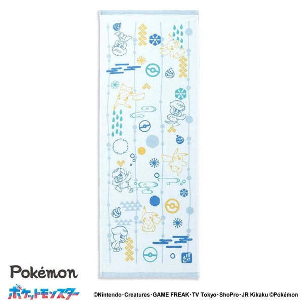 Pokemon Tenugui Together with Friends Blue Towel