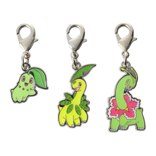 Pokemon National Pokedex Metal Charm 152 Chikorita・153 Bayleef・154 Meganium