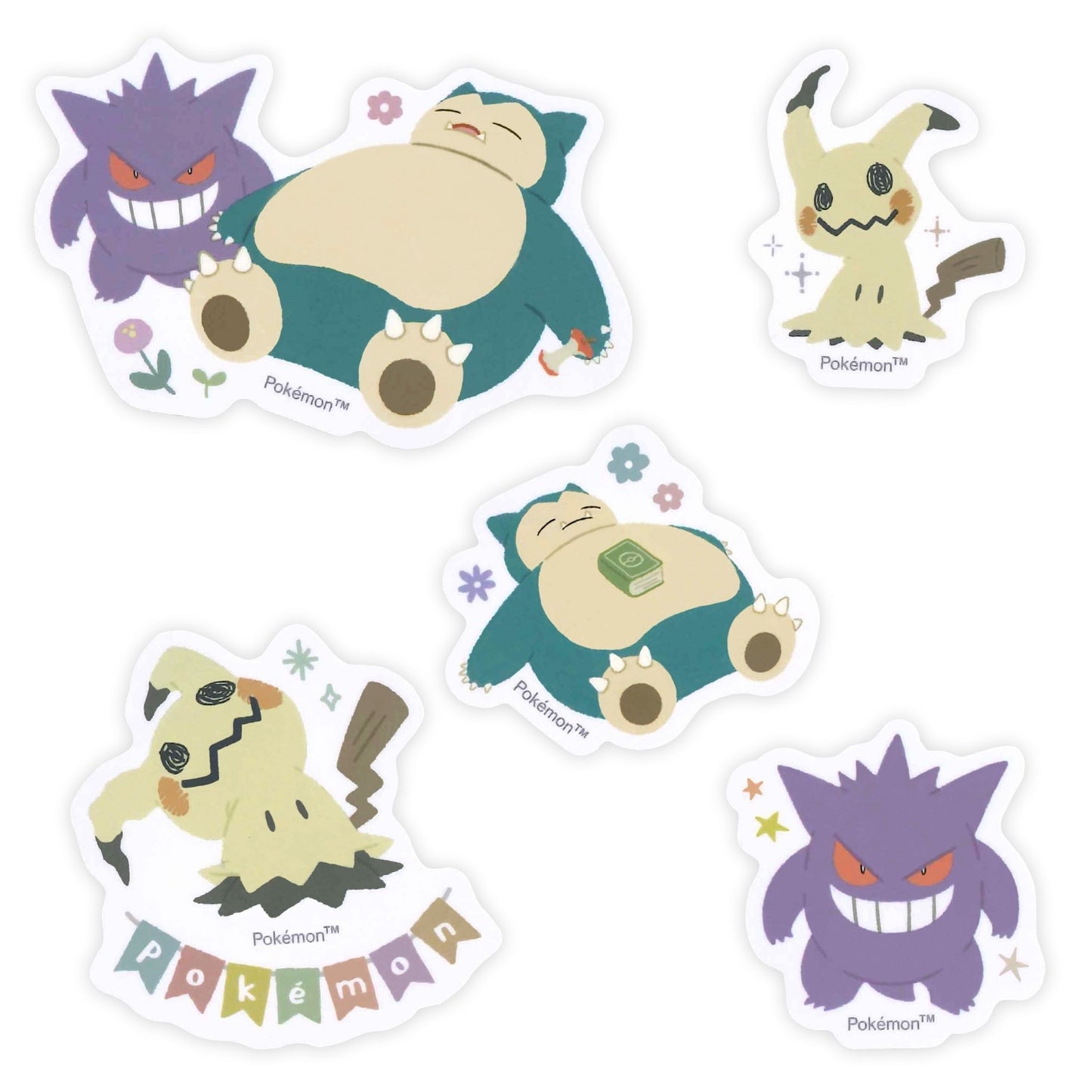 Pokemon Mini Deco Collage Stickers Mimikyu Gengar Snorlax