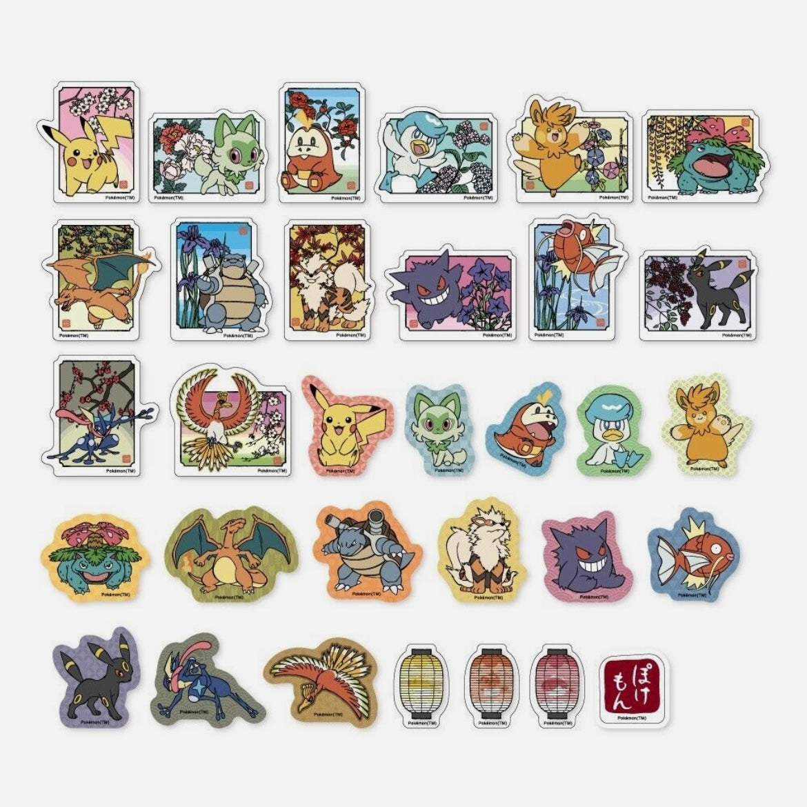 Pokemon Japanese Pattern Flake Stickers (32 pack)