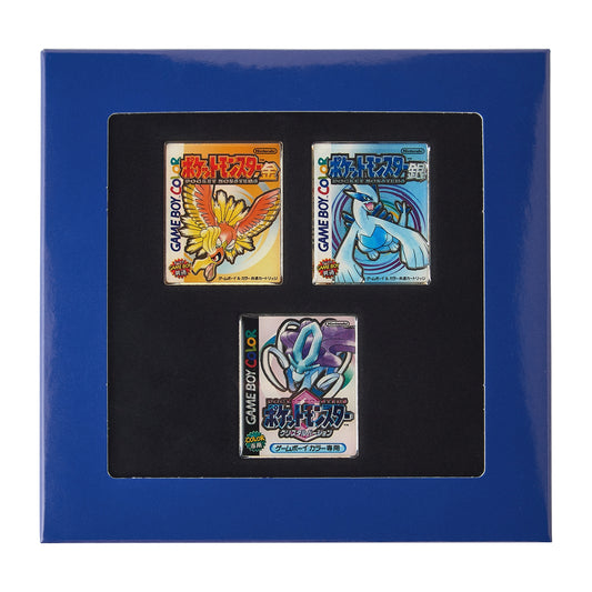 Pokemon Gold, Silver, and Crystal Versions Game Cover Art Pins