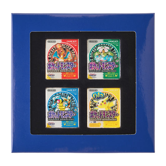 Pokemon Red, Green, Blue, and Pikachu Game Cover Art Pins
