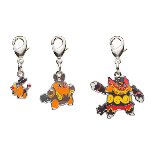 Pokemon National Pokedex Metal Charm 498, 499, 500 Tepig, Pignite, Emboar