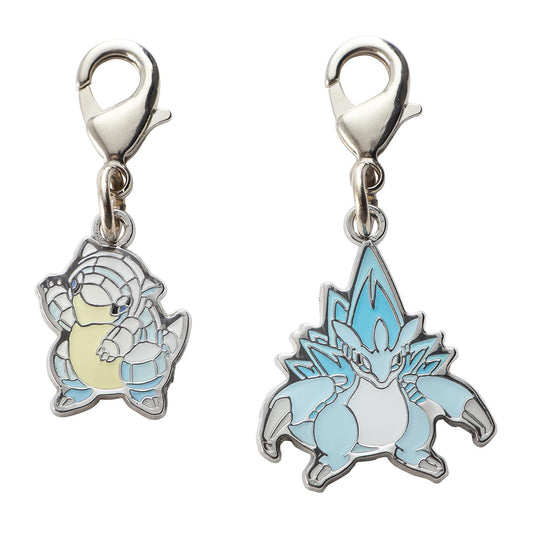 Pokemon National Pokedex Metal Charm A027, A028 Alolan Sandshrew, Alolan Sandslash