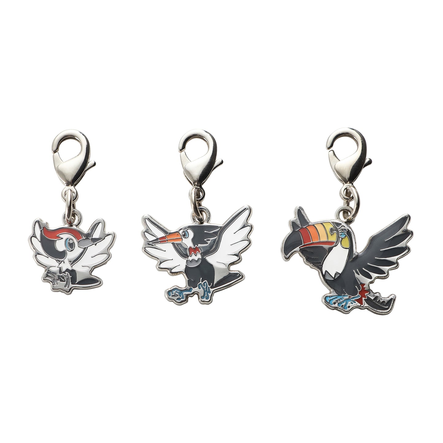 Pokemon National Pokedex Metal Charm  731, 732, 733 Pikipek, Trumbeak, Toucannon