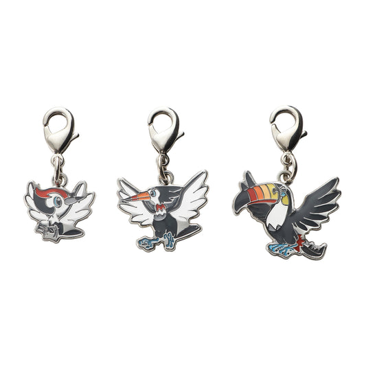 Pokemon National Pokedex Metal Charm  731, 732, 733 Pikipek, Trumbeak, Toucannon