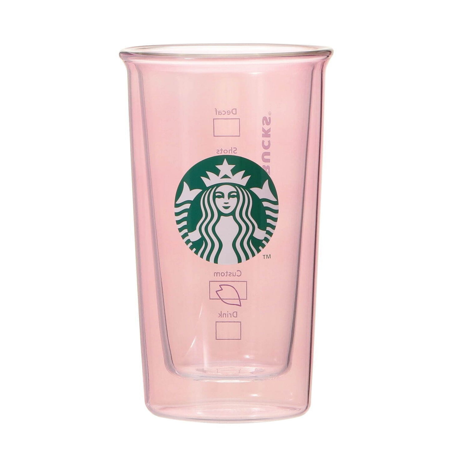 Starbucks Sakura 2025 Double Wall Heat Resistant Glass Pale Pink 355ml