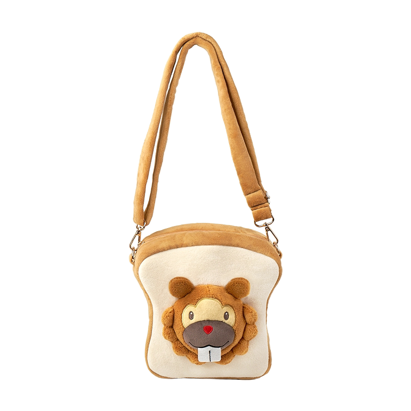 Pokemon Warm Bakery Bidoof Toast Crossbody Plush Bag