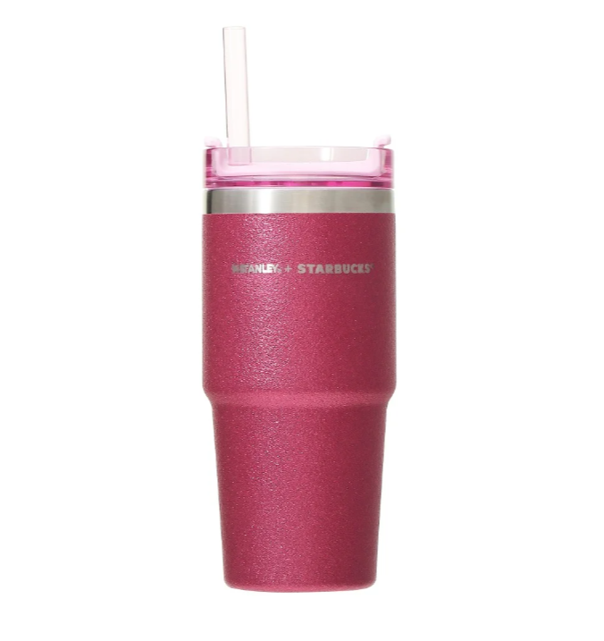 Starbucks Sakura 2024 Cherry Blossoms Round 1 3 Way Stainless Steel Tumbler Stanley Glitter Vivid Pink 473ml