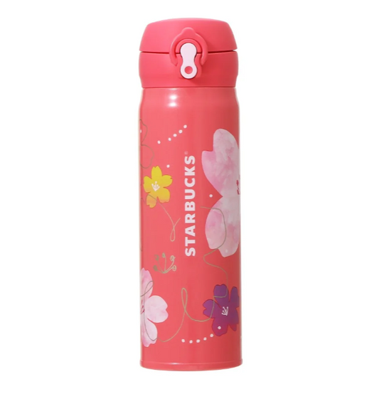 Starbucks Sakura 2024 Cherry Blossoms Round 1 Handy Stainless Bottle Vivid Pink 500ml