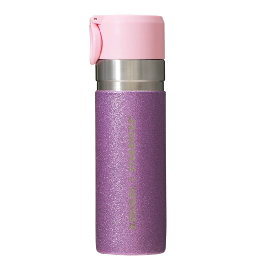 Starbucks Sakura 2024 Cherry Blossoms Round 1 Stainless Steel Bottle Stanley Glitter Purple 473ml