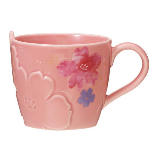 Starbucks Sakura 2024 Cherry Blossoms Round 1 Mug Flower Emboss 355ml